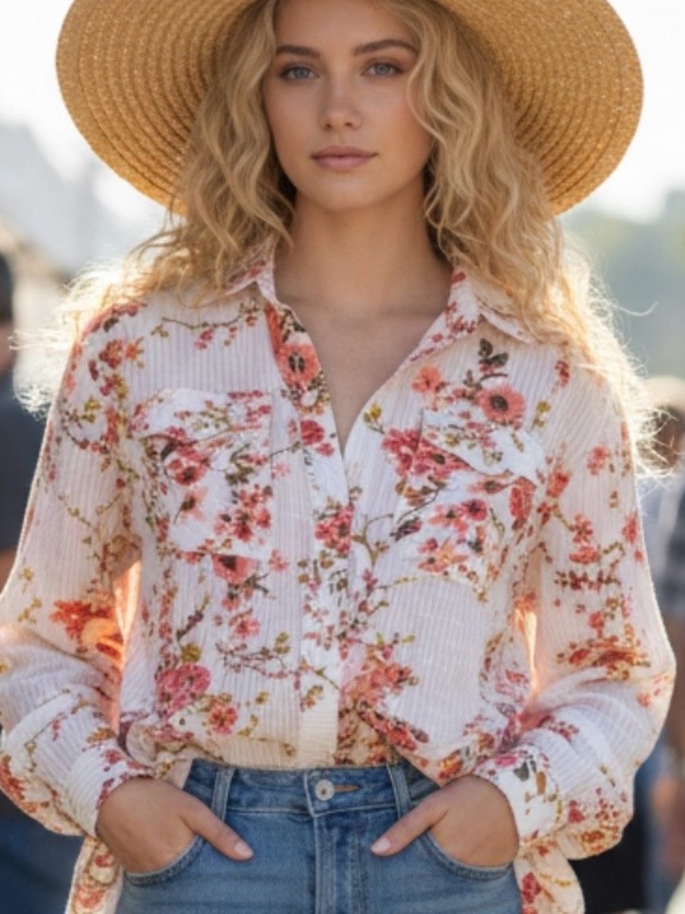 Eden & Olivia White Floral Blouse